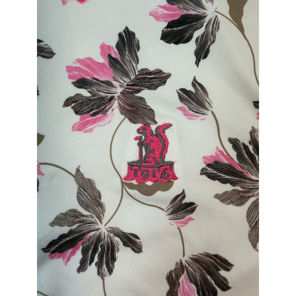 G/FORE‎ Mens Floral Print Performance Golf Polo Shirt White Pink UPF 50+ Size M - Picture 5 of 9